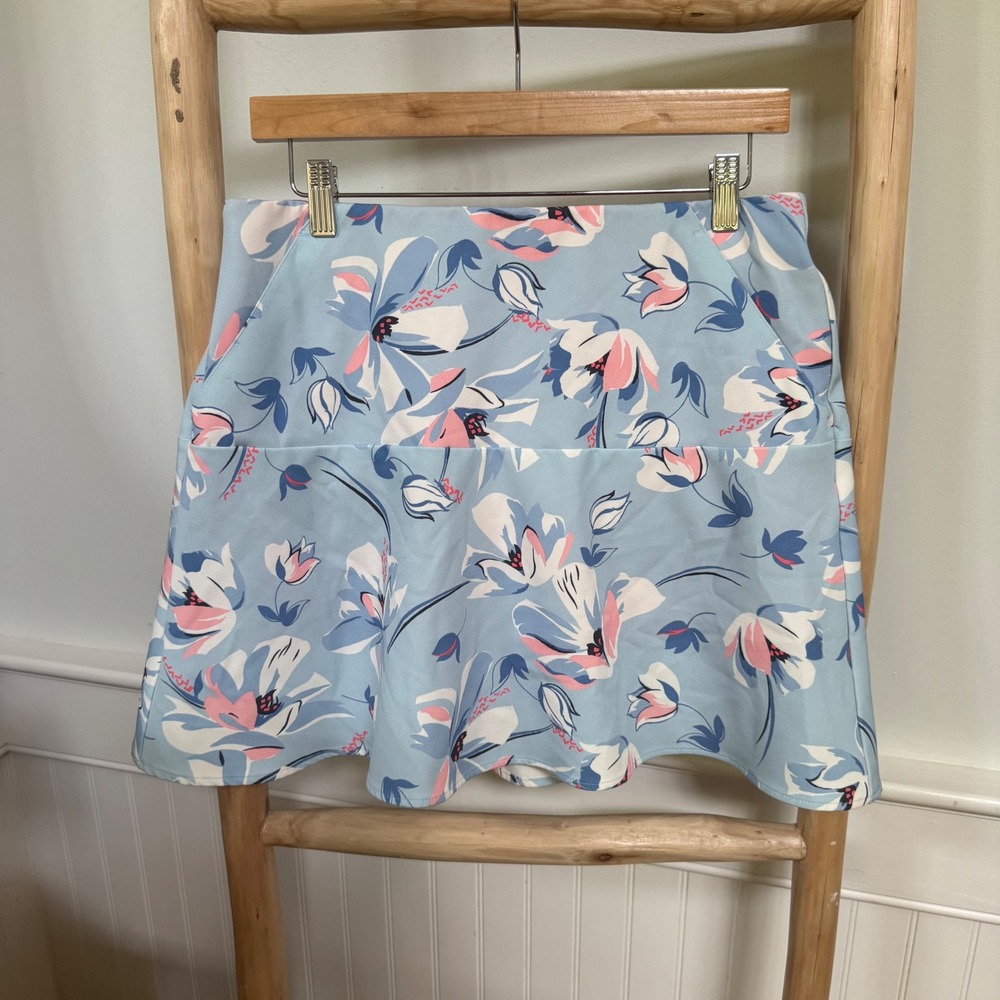 Polo Golf‎ Ralph Lauren Floral Scalloped Skort Blue Pink Womens Size Medium